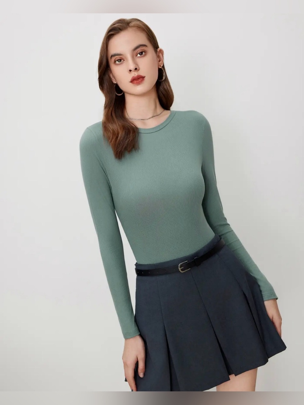 Cider Sage Green Long Sleeve Ribbed Bodysuit (NWOT)
